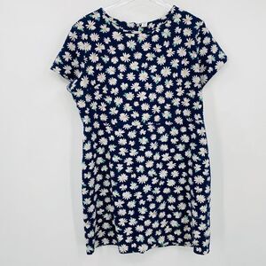 Old Navy Size XL Navy Blue Daisy Floral Print Short Sleeve Stretch Knit Dress